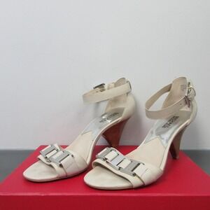 Michael Kors Women Slingback Leather Sandals Size 7 Cream Party Work Office 488